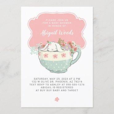 Baby Shower Tea Party White Rabbit Invitation