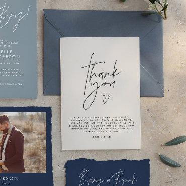 Baby shower thank you black cream elegant modern