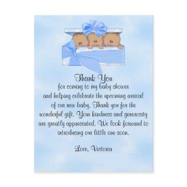 Baby Shower Thank You It's Triplets Boy Ethnic Postcard