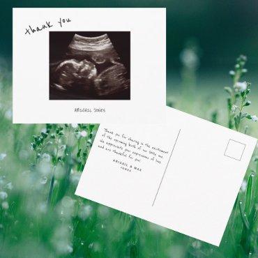 Baby Shower Ultrasound Cute Font Thank You Postcard