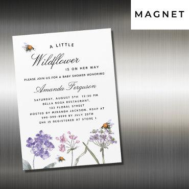 Baby Shower wildflowers purple pink bees luxury Magnetic