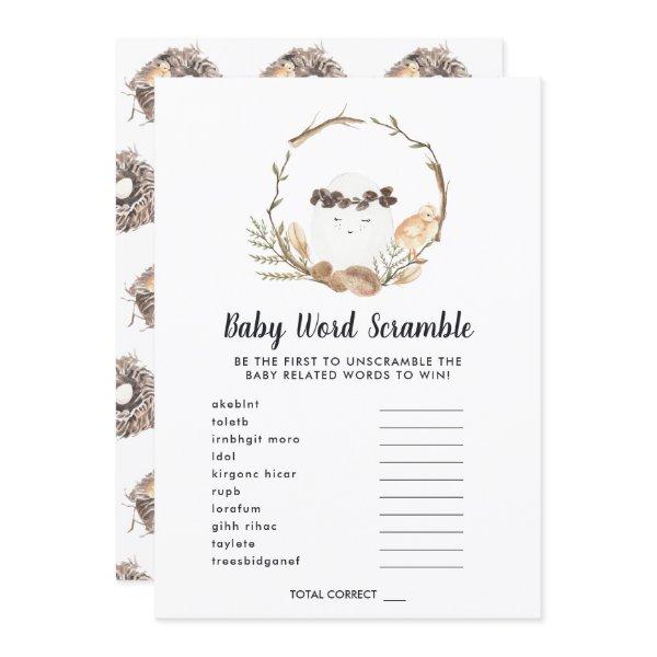 Baby Shower Word Scramble Game Card