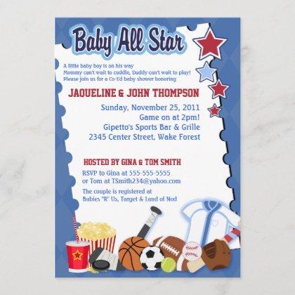 BABY SPORTS FAN ALL STAR Baby Shower Invitation
