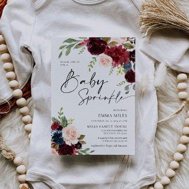 Baby Sprinkle, Boho Burgundy Blush Baby Shower