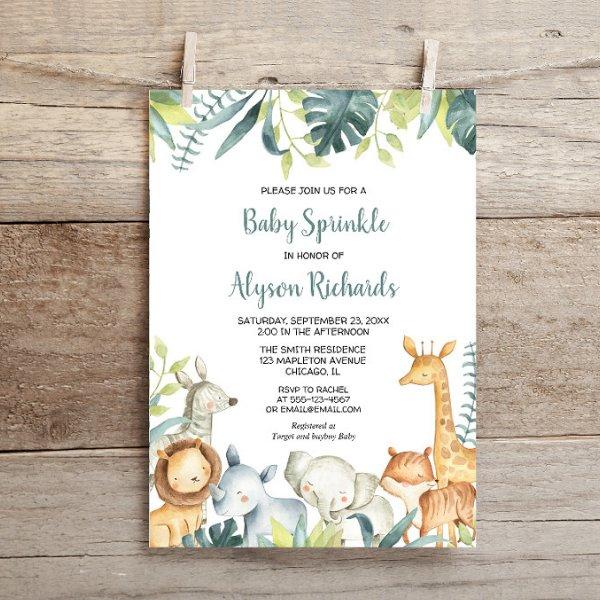 Baby sprinkle cute safari animals gender neutral