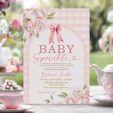 Baby Sprinkle Pink Gingham Floral Arch
