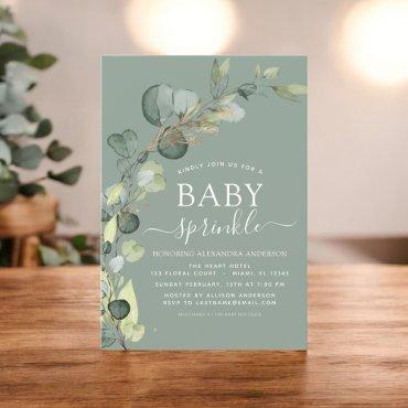 Baby Sprinkle Shower Greenery Eucalyptus Green Inv