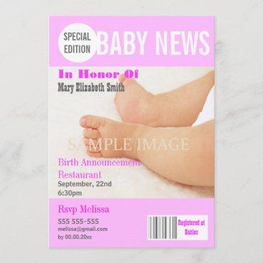 Baby stork party magazine style PERSONALIZE