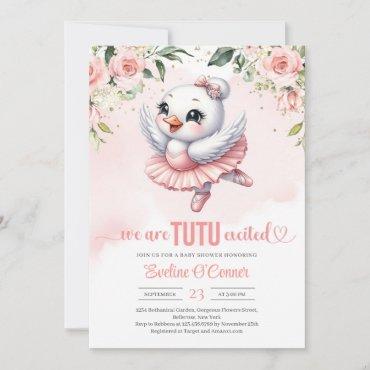Baby swan with pink tutu dress blush and gold