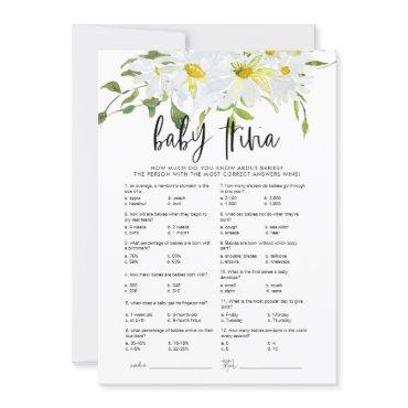 Baby Trivia Daisy Baby Shower floral game card