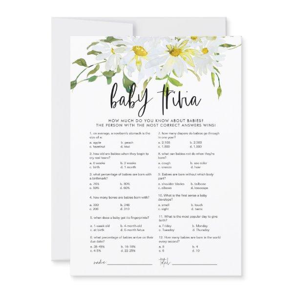 Baby Trivia Daisy Baby Shower floral game card
