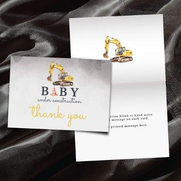 Baby Under Construction Baby Shower Thank You Card