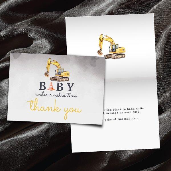 Baby Under Construction Baby Shower Thank You Card