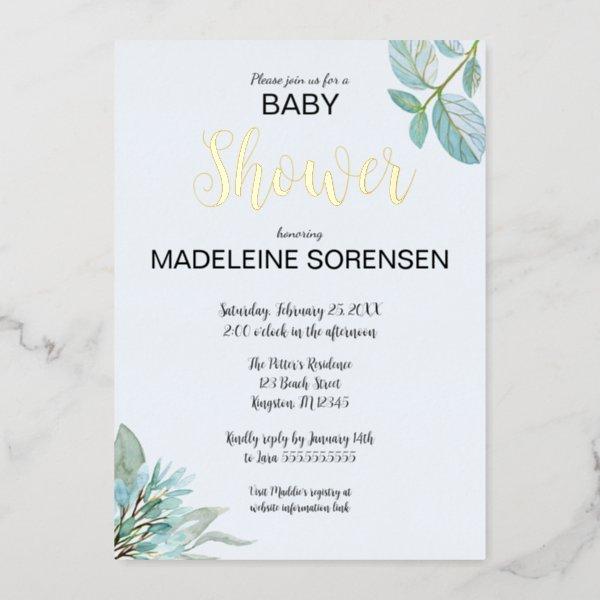 BABY Watercolor & Woodland Gold Foil