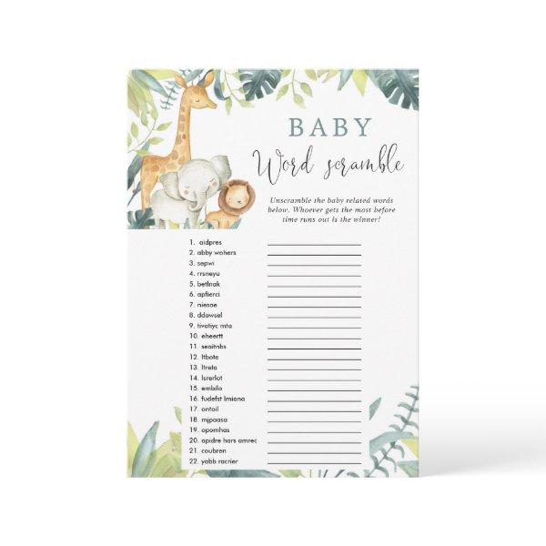 Baby word scramble safari baby shower game