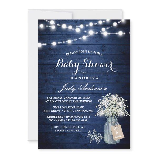 Baby's Breath Lights Rustic Navy Blue