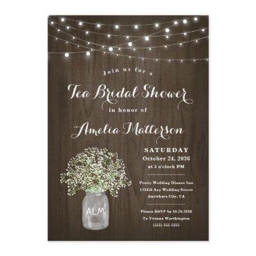 Babys Breath Mason Jar Rustic Tea Bridal Shower