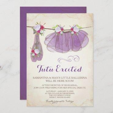 Ballerina Baby Shower Invitation Girl, Purple