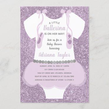Ballerina Baby Shower Invitation, Purple Invitation