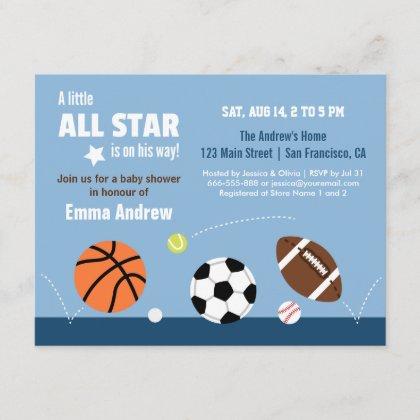 Balls Sports Themed Baby Shower Invitations