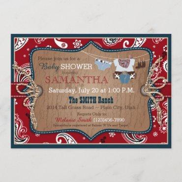 Bandanna Print Cowboy Baby Shower Invitation