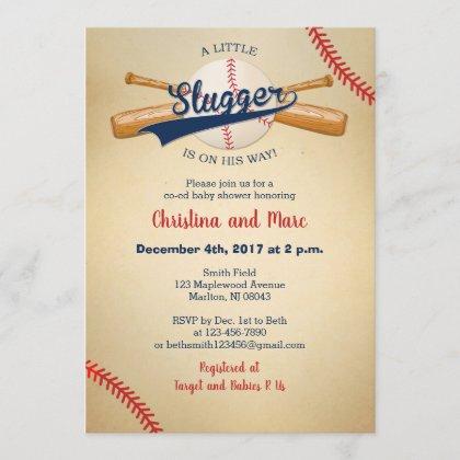 Baseball Baby Shower Invitations - Little Slugger