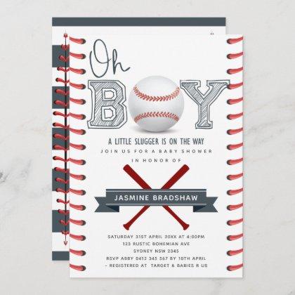 Baseball Baby Shower Oh Boy Invitation