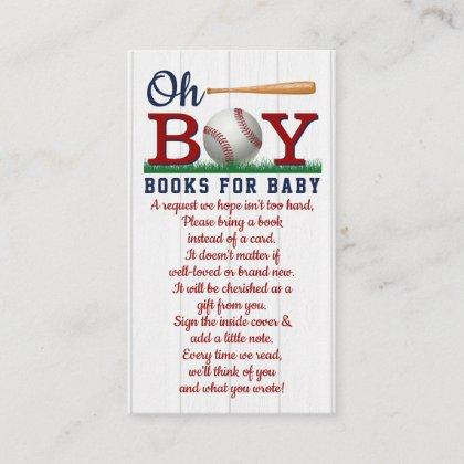 Baseball Boys Baby Shower Book Request Enclosure Card