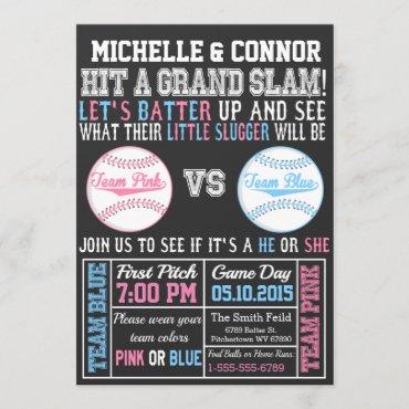 Baseball Gender Reveal Party Invitation Chalkboard