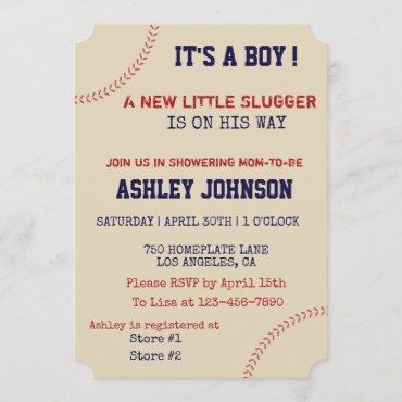 Baseball Laces Baby Shower Invitation