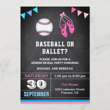 Baseball or Ballet Gender Reveal Party Invitation