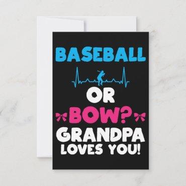 Baseball or Bow Grandpa Loves You Gender Reveal Gi Invitation