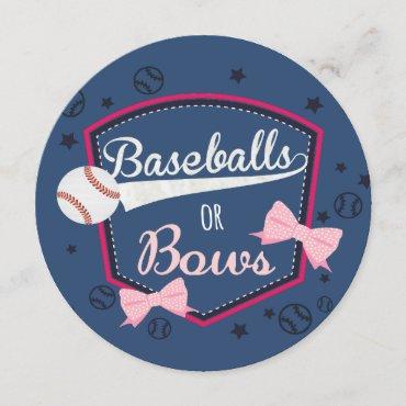 Baseball or bows Gender Reveal Invitation