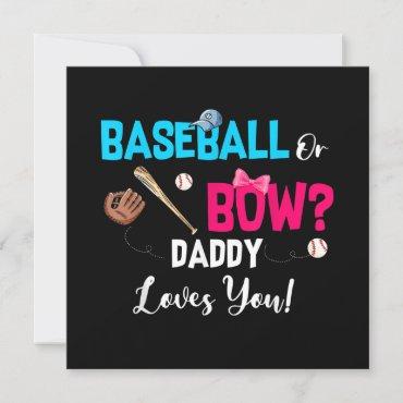 Baseball Or Bows Gender Reveal Party Daddy Loves Invitation