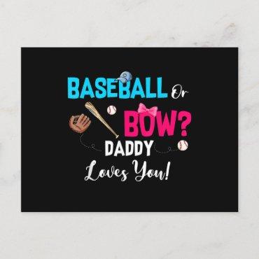 Baseball Or Bows Gender Reveal Party Daddy Loves Invitation Postcard