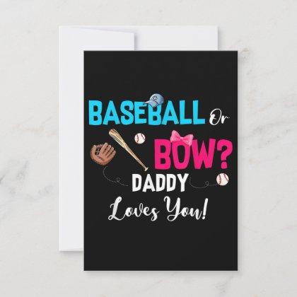 Baseball Or Bows Gender Reveal Party Daddy Loves RSVP Card