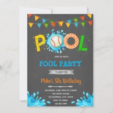 Baseball pool party invitation
