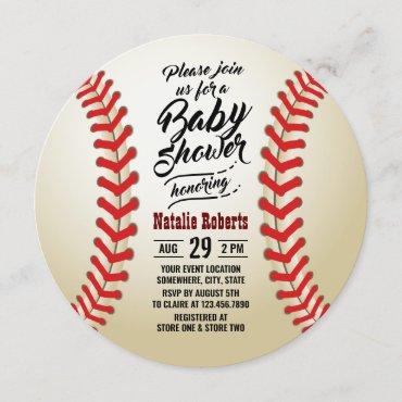 Baseball Sport Theme Typography Baby Shower Invitation