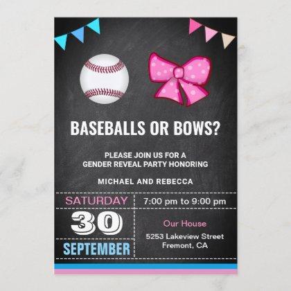 Baseballs or Bows Gender Reveal Party