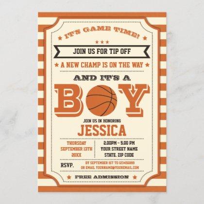 Basketball Baby Shower Ticket Invitation