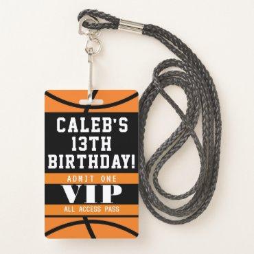 Basketball Birthday Party VIP Pass Badge