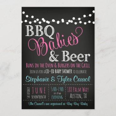 BBQ Babies and Beer coed baby shower invitation