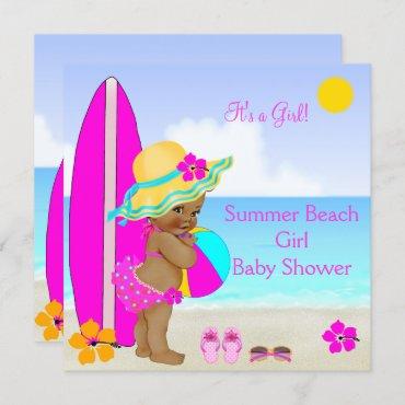 Beach Baby Shower Girl Pink Teal Blue Ethnic