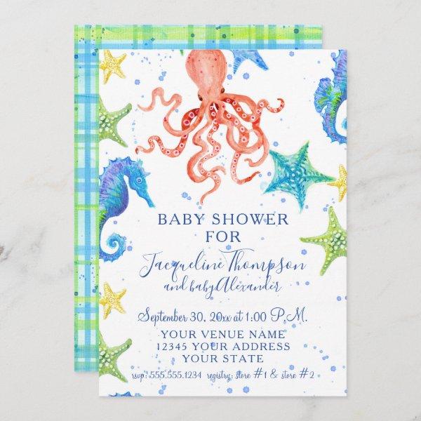 Beach Starfish Octopus Seahorse Boy Baby Shower