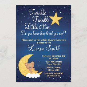 Bear Baby Shower Invitation Twinkle Little Star