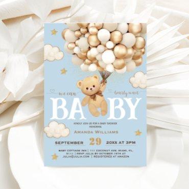Bear Balloons Bearly Wait Baby Shower Bright Blue