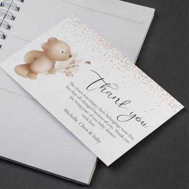 Bear & The Bee Baby Shower Thank You Card