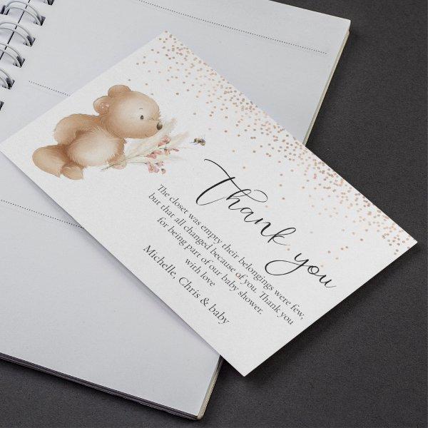 Bear & The Bee Baby Shower Thank You Card