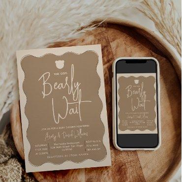 Bear Wavy Frame Hand Drawn Simple Baby Shower