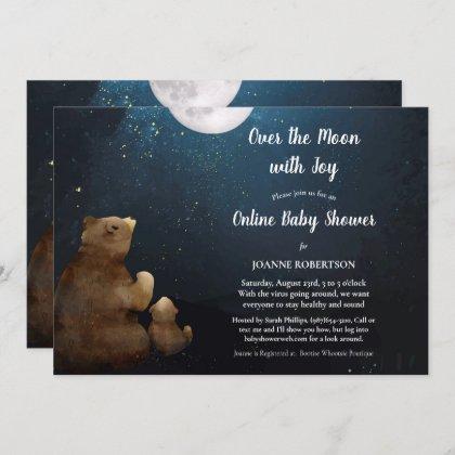 Bears Over The Moon Online Baby Shower Invitation